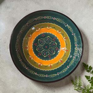 Extra nagy mediterrán zöld kerámia tál 30 cm