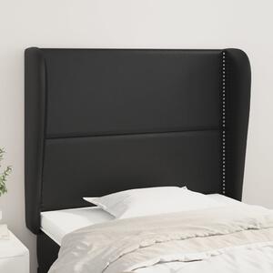Fekete műbőr fejtámla szárnyakkal 83 x 23 x 118/128 cm