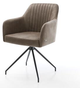 DELIFE Étkezőszék Greg-Flex mikroszálas taupe vintage kereszt láb kúpos fekete zsákrugós