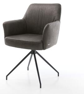 DELIFE Étkezőszék Xana-Flex karfás mikroszálas antracit vintage kereszt láb kúpos fekete 180° forgatható zsákrugós