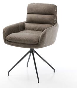 DELIFE Étkezőszék Abelia-Flex karfás mikroszálas taupe vintage kereszt láb kúpos fekete