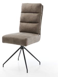 DELIFE Étkezőszék Pela-Flex mikroszálas taupe vintage kereszt láb kúpos fekete zsákrugós