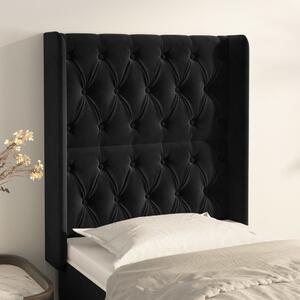 VidaXL fekete bársony fejtámla szárnyakkal 83x16x118/128 cm
