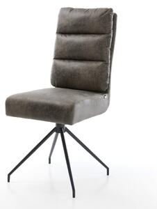 DELIFE Étkezőszék Pela-Flex mikroszálas szürke vintage kereszt láb kúpos fekete zsákrugós