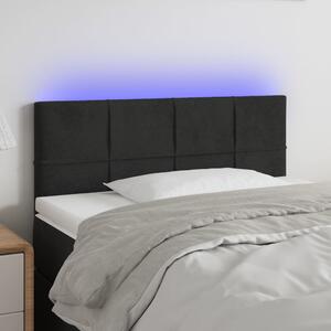 Fekete bársony LED-es fejtámla 100x5x78/88 cm