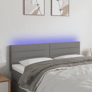 Sötétszürke szövet LED-es fejtámla 144x5x78/88 cm
