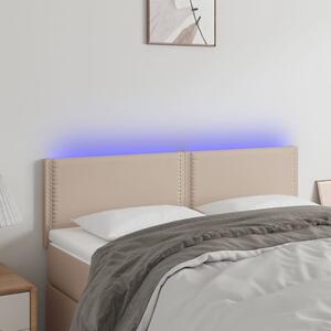 Cappuccino színű műbőr LED-es fejtámla 144 x 5 x 78/88 cm