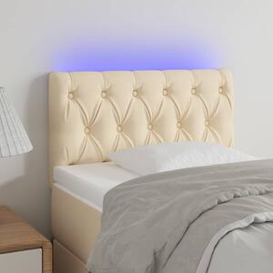 Krémszínű szövet LED-es fejtámla 80 x 7 x 78/88 cm