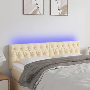 Krémszínű szövet LED-es fejtámla 160x7x78/88 cm