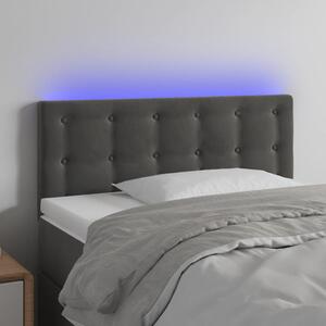 Sötétszürke bársony LED-es fejtámla 80 x 5 x 78/88 cm