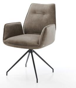 DELIFE Étkezőszék Zoa-Flex mikroszálas taupe vintage kereszt láb kúpos fekete zsákrugós