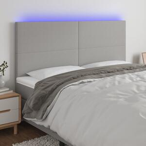 Világosszürke szövet LED-es fejtámla 200x5x118/128 cm