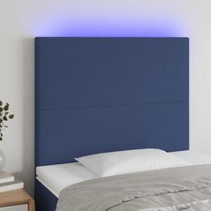 Kék szövet LED-es fejtámla 100x5x118/128 cm