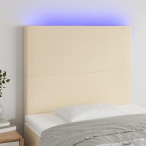 Krémszínű szövet LED-es fejtámla 100x5x118/128 cm