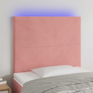 Rózsaszín bársony LED-es fejtámla 80x5x118/128 cm