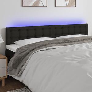 Fekete szövet LED-es fejtámla 160x5x78/88 cm