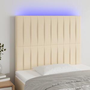 Krémszínű szövet LED-es fejtámla 80x5x118/128 cm