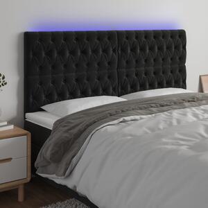 Fekete bársony LED-es fejtámla 200x7x118/128 cm
