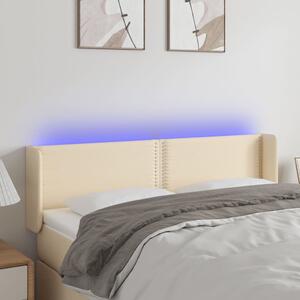 Krémszínű szövet LED-es fejtámla 147 x 16 x 78/88 cm