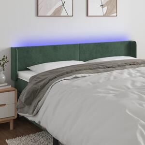 Sötétzöld bársony LED-es fejtámla 183 x 16 x 78/88 cm
