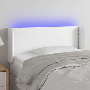 Fehér műbőr LED-es fejtámla 83x16x78/88 cm