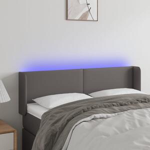 Szürke műbőr LED-es fejtámla szárnyakkal 147x16x78/88 cm