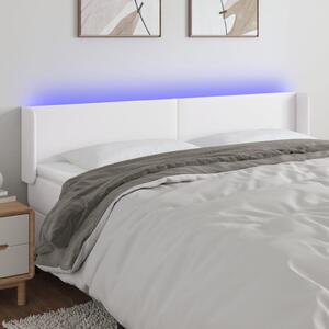 Fehér műbőr LED-es fejtámla 183x16x78/88 cm