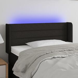 Fekete szövet LED-es fejtámla 103 x 16 x 78/88 cm