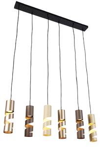 Moderne hanglamp zwart met taupe en beige 6-lichts - Stream