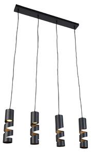 Moderne hanglamp zwart 4-lichts - Stream