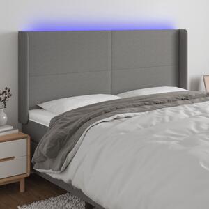 Sötétszürke szövet LED-es fejtámla 163x16x118/128 cm