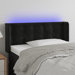 Fekete bársony LED-es fejtámla 103 x 16 x 78/88 cm