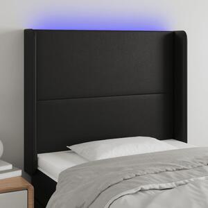 Fekete műbőr LED-es fejtámla 93x16x118/128 cm