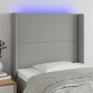 Világosszürke szövet LED-es fejtámla 103x16x118/128 cm