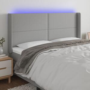 Világosszürke szövet LED-es fejtámla 183x16x118/128 cm