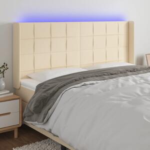 Krémszínű szövet LED-es fejtámla 203x16x118/128 cm