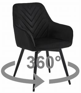 Étkezőszék NANA360 - fekete bársony / fekete lábak