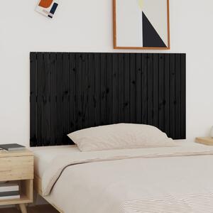 Fekete tömör fenyőfa fali fejtámla 166x3x90 cm