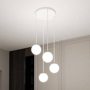 EMIBIG LIGHTING Royal lógó világítás, 4 izzós, opálfehér/fehér, üveg, E14, dimmelhető, Fehér / opál, Nappali / Étkező, Modern