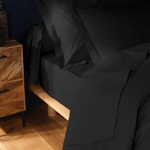Fekete gumis pamut lepedő 180x200 cm Lina – douceur d'intérieur