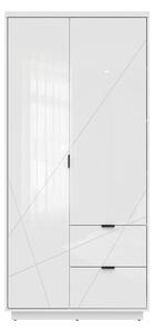 Gardróbszekrény Fivale 105, Laminált forgácslap, 201x94x57cm, Fehér, Fényes fehér