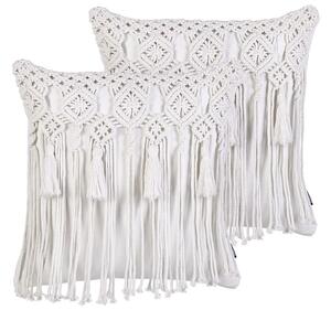 2 db díszpárna BAMIAN Pamut 45 x 45 cm Törtfehér Geometrikus mintás