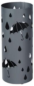 Fém esernyőtartó víztálcával és kampókkal, matt, antracitszürke
