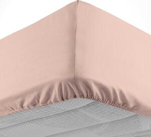 Rózsaszín gumis pamut lepedő 180x200 cm Lina – douceur d'intérieur
