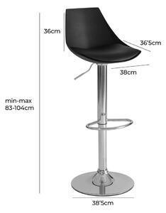 Fekete bőr utánzat állítható magasságú bárszék szett 2 db-os (ülésmagasság 56,5 cm) – Casa Selección
