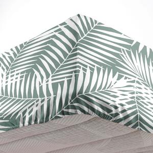 Fehér-zöld gumis pamut lepedő 90x190 cm Botania – douceur d'intérieur