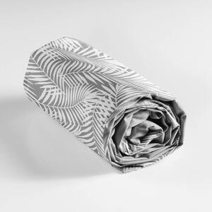 Fehér-szürke gumis pamut lepedő 90x190 cm Botania – douceur d'intérieur