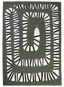 Zöld gyapjú szőnyeg kígyómintával 160 x 230 cm OKAPI