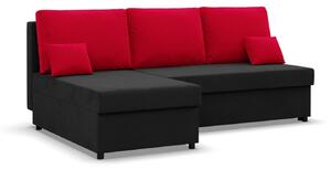 Deli 2-es modell kihúzható sarok ülőgarnitúra. Fekete/Piros