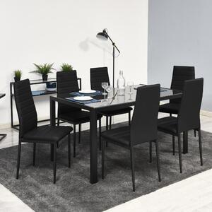 Catini MONET Nagy étkezőgarnitúra 6x szék + asztal - Fekete